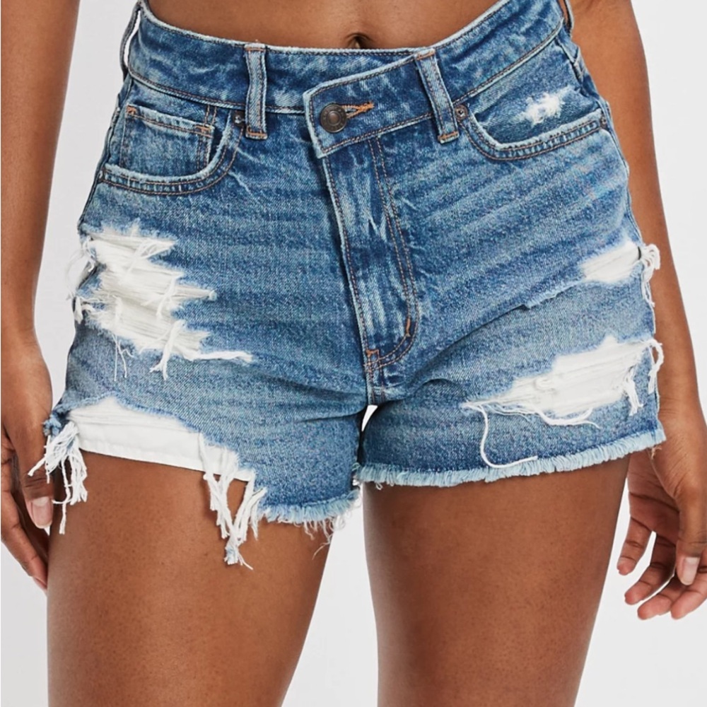 American Eagle Outfitters Blue Jean Shorts Distressed Cut-Off